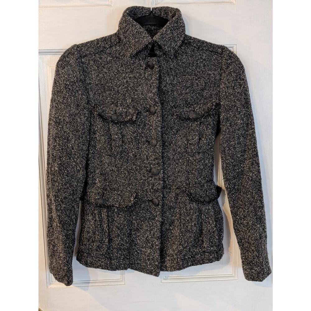 Rag and Bone | Dark Gray Wool Blend Tweed Jacket | Size Zero